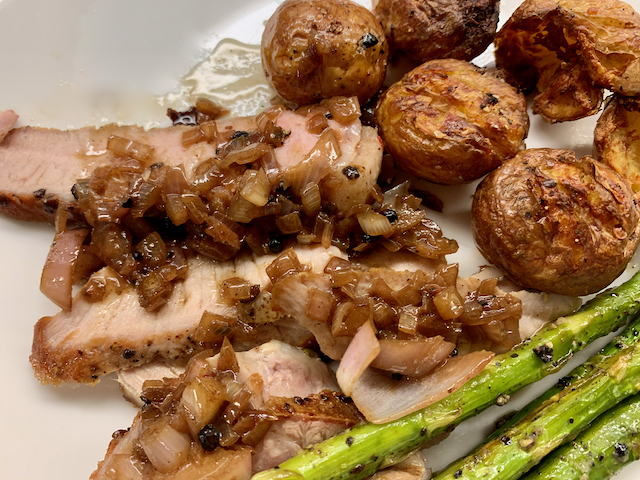 Pork Chop au Poivre with Red Wine–Shallot Sauce Recipe - Mary